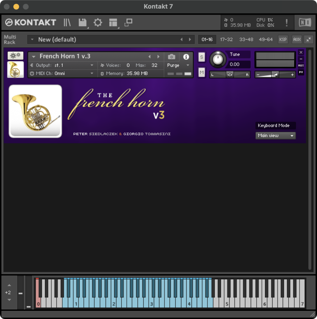 Sample Modeling - Brass Bundle 24 GUI - French Horn - Main window