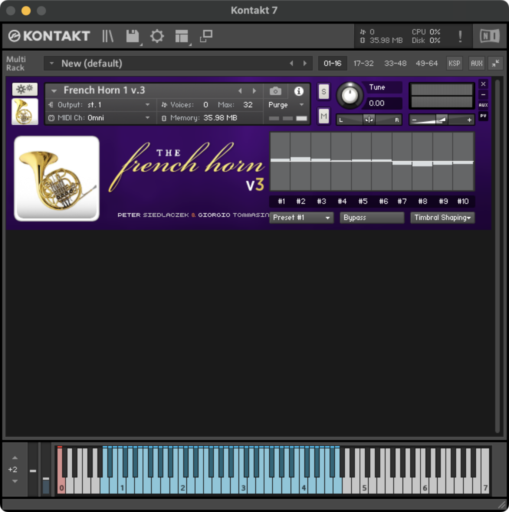 GUI - French Horn - Timbral Shaping Selection