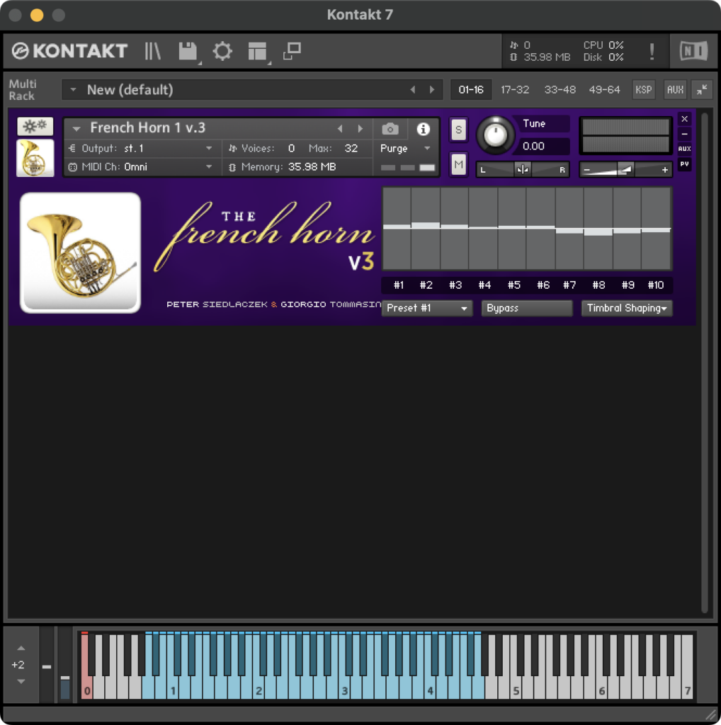 Sample Modeling - Brass Bundle 35 GUI - French Horn - Timbral Shaping Selection