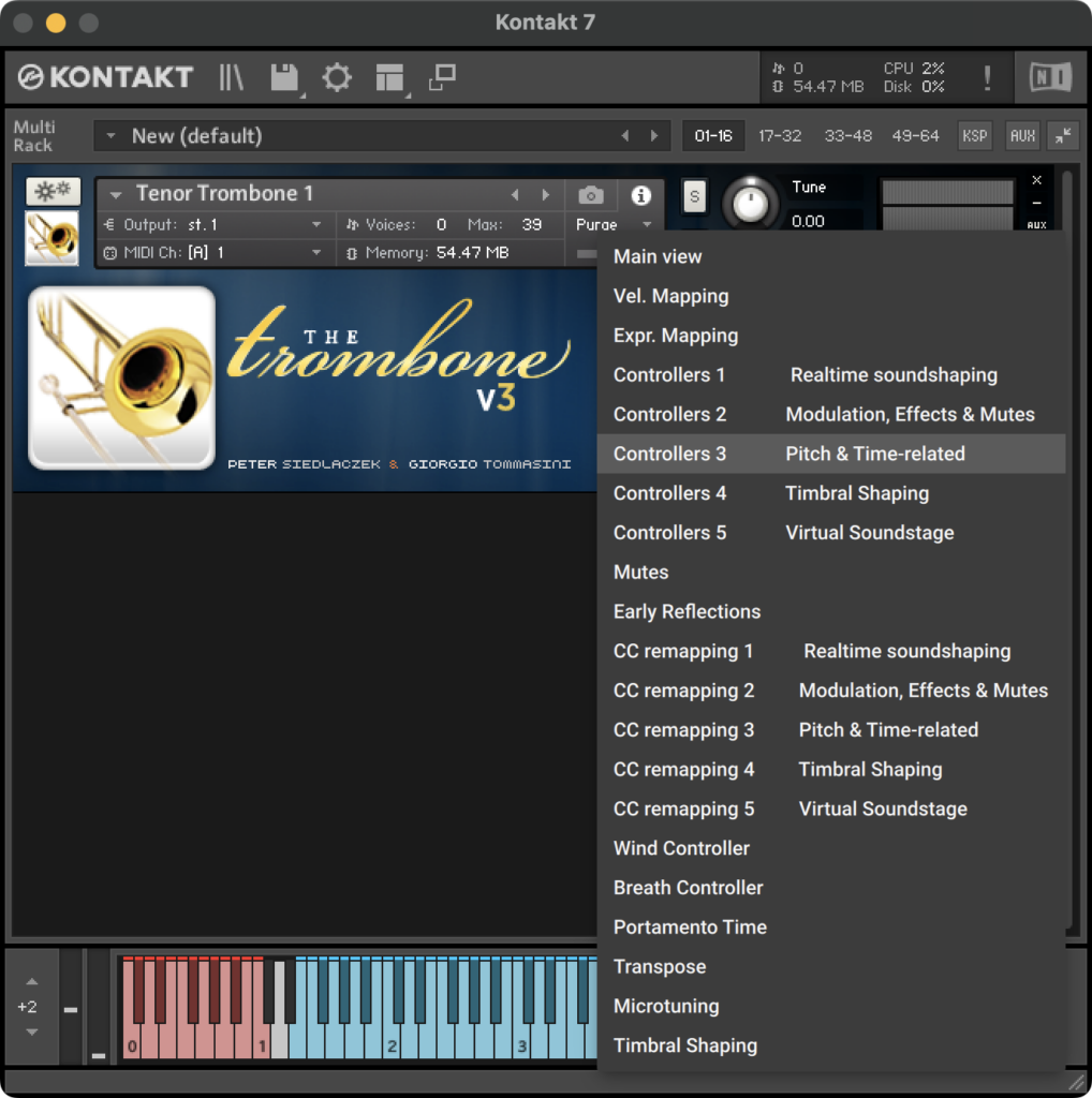 Sample Modeling - Brass Bundle 37 GUI - Trombone - Main Menu