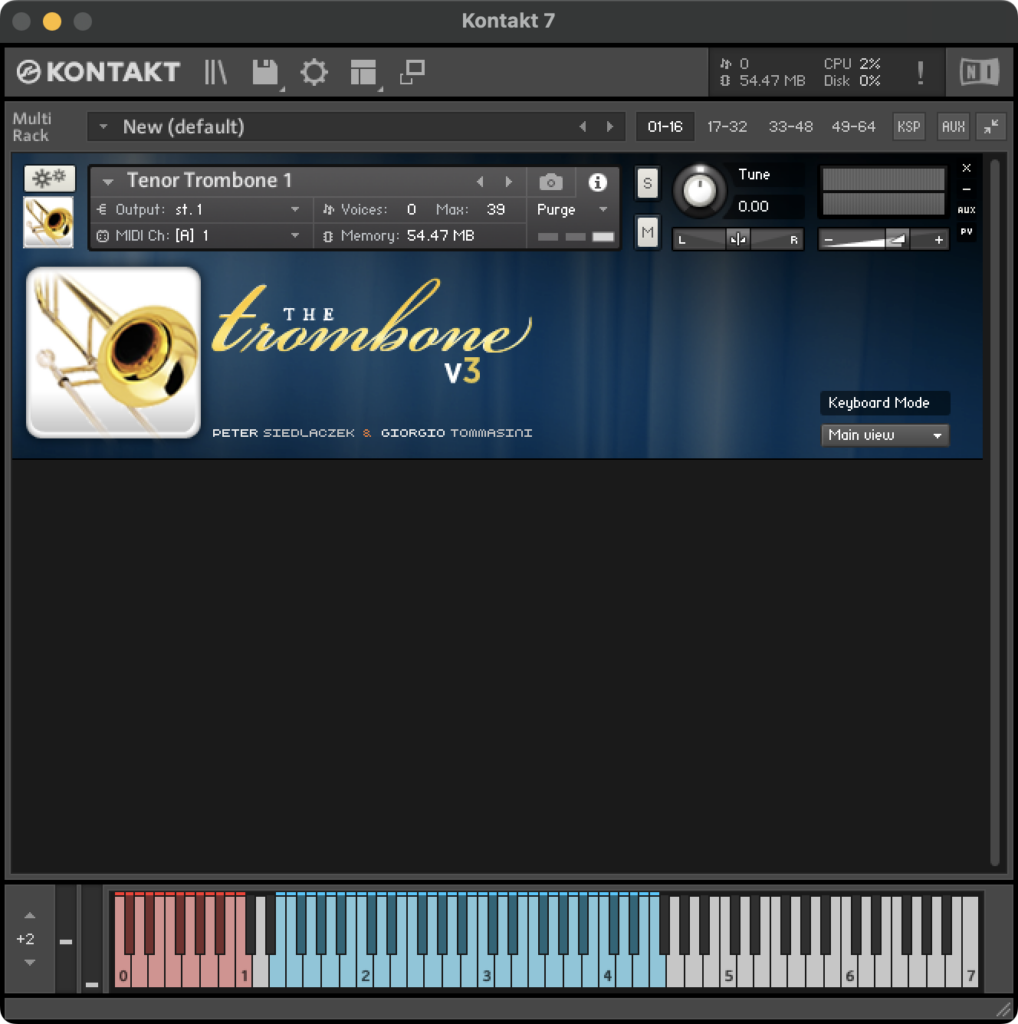 Sample Modeling - Brass Bundle 36 GUI - Trombone - Main window