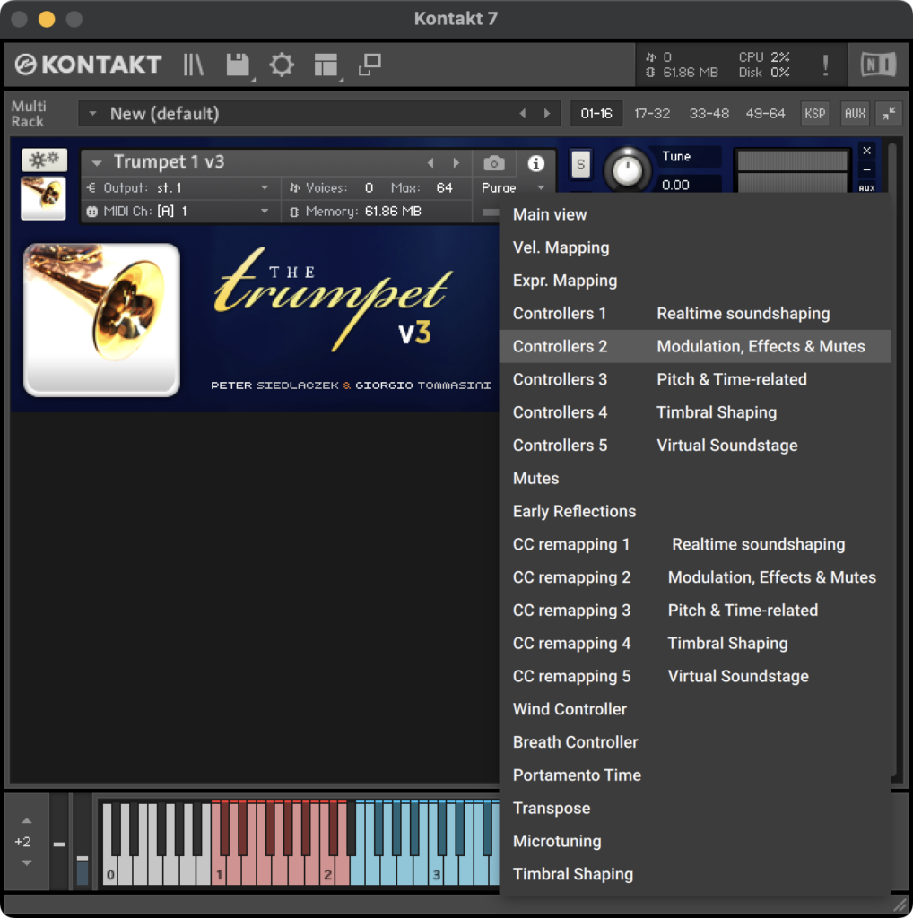 Sample Modeling - Brass Bundle 57 GUI - Main Menu