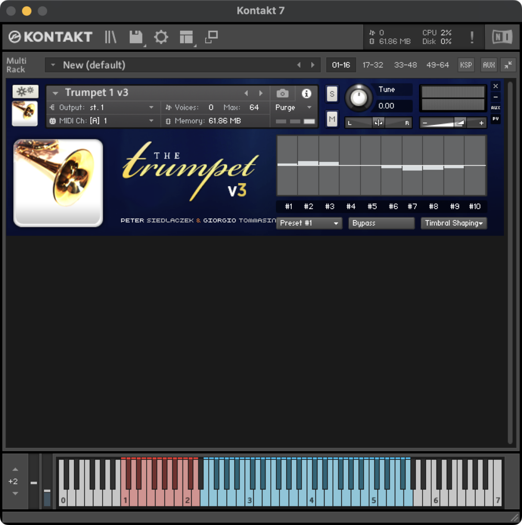 Sample Modeling - Brass Bundle 54 GUI - Timbral Shaping selection