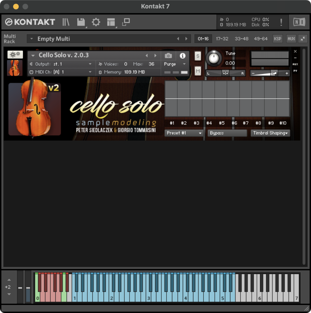 GUI - Solo Cello - Timbral Shaping Selection